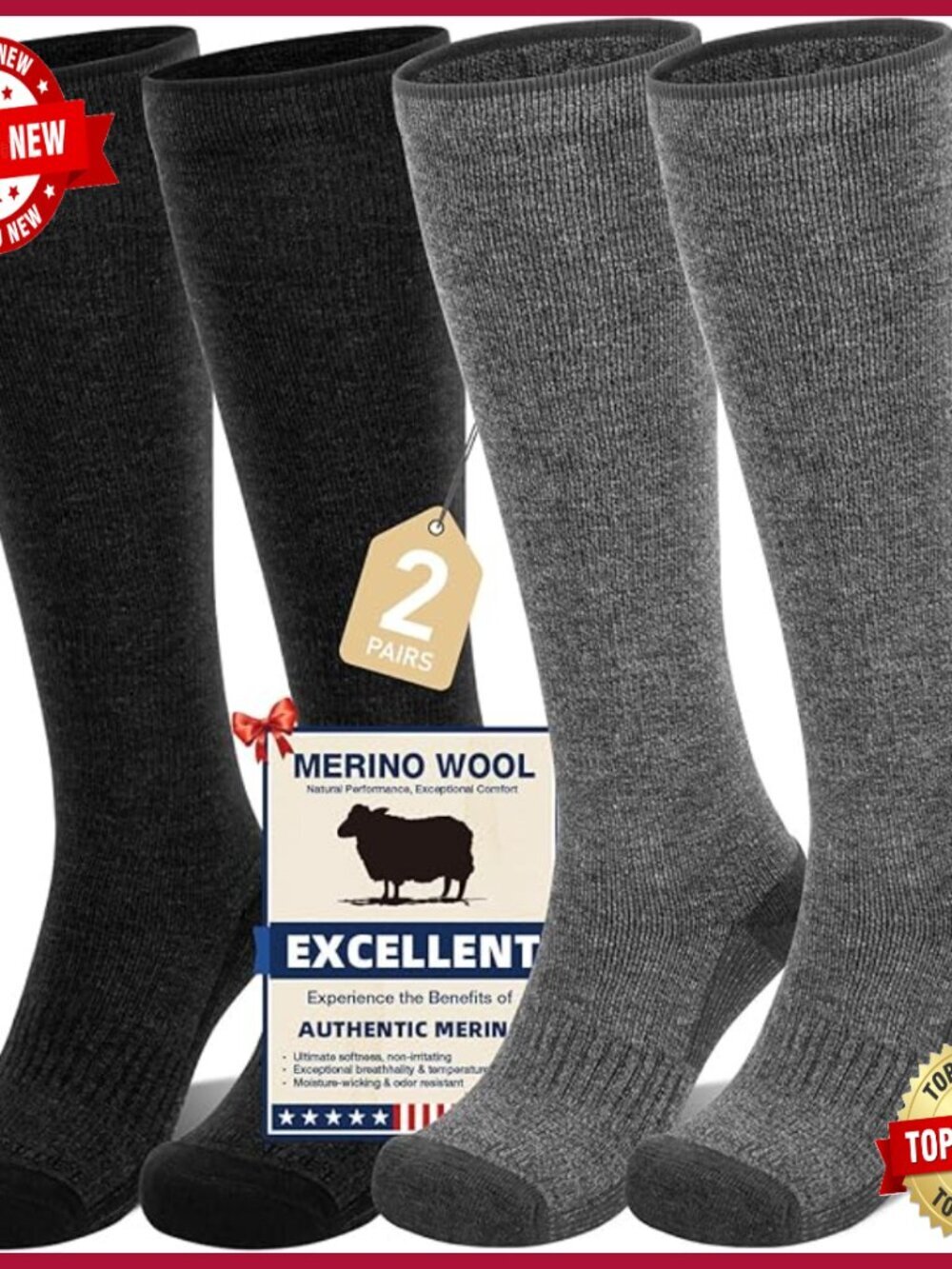 Knee High Compression Socks Unisex Merino Wool Athletic Travel Support